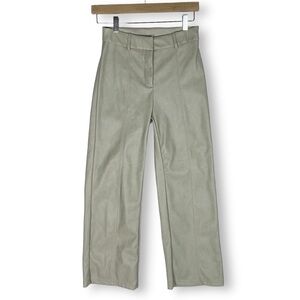 Zara Faux Leather Pants High Rise Wide Leg Ankle Crop Light Sage Sz XS